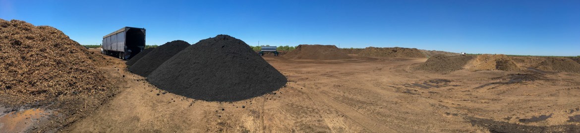 biochar unloading at a compost yard