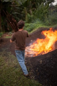 biochar burn at Josiah Hunt's farm